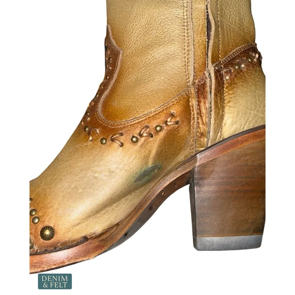 NEW Corral Metallic Bronze Studded Western Tall Cowboy‎ Boots Rodeo Glam 7.5M